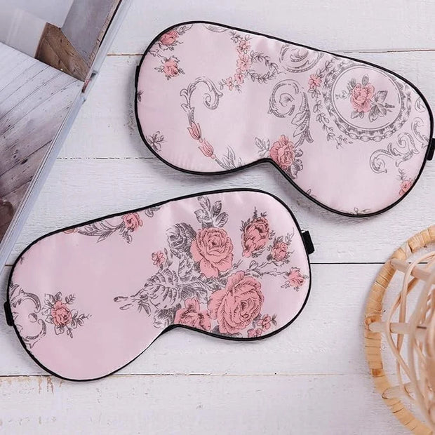 Maxfeel 100% Pure Silk Eye Mask - Sleep Eye Cover in Floral Colors (#1) - Product Image