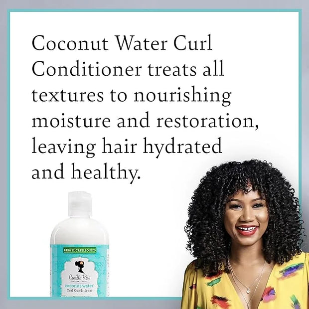 Camille Rose Coconut Water Curl Conditioner with Natural Coconut, Rosemary, & Castor Oils to Hydrate and Detangle, for Cur...