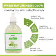 Natural Aloe Vera Gel for Hair, Scalp, Face, Dry Skin, Sunburn, & Sensitive Skin - Cold Pressed, Vegan, Unscented - Soothi...