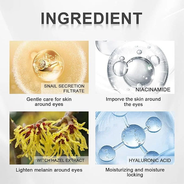 Under Eye Cream for Dark Circles And Puffy Eyes, Snail Peptide Energetic Eye Roll-On 360° Massage, Dark Circle Eye cream, ...