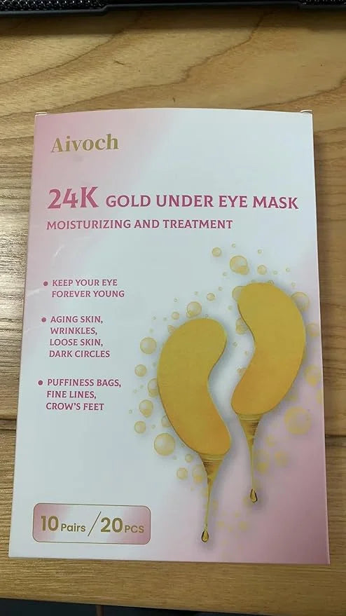 10Pairs 20Pcs 24K Gold Under Eye Patches, Collagen Eye Masks for Dark Circles and Puffiness, Reduce Wrinkles and Puffy Eye...