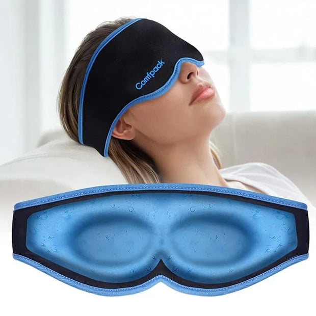 3D Cooling Sleep Mask, Gel Sleep Eye Mask with Hot & Cold Compress Therapy, Zero Eye Pressure Blackout Night Blindfold, So...