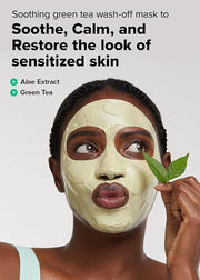 I DEW CARE Wash-Off Mask - Matcha Mood | Korean Facial Soothing Green Tea Skincare for Dry and Sensitized Skin, Korean Fac...
