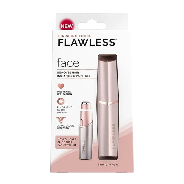 Finishing Touch Flawless Facial Hair Remover for Women, Rose Gold Face Razor with LED Light, Recyclable Packaging - Produc...