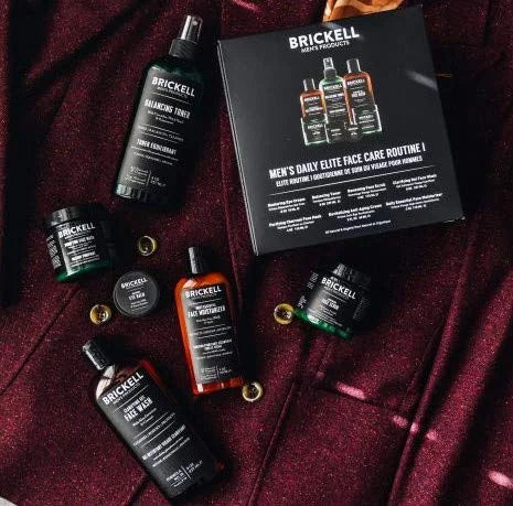 Brickell Men's Daily Elite Face Care Routine I, Toner, Gel Facial Wash, Face Scrub, Anti-Aging Night Cream, Eye Cream, Cha...