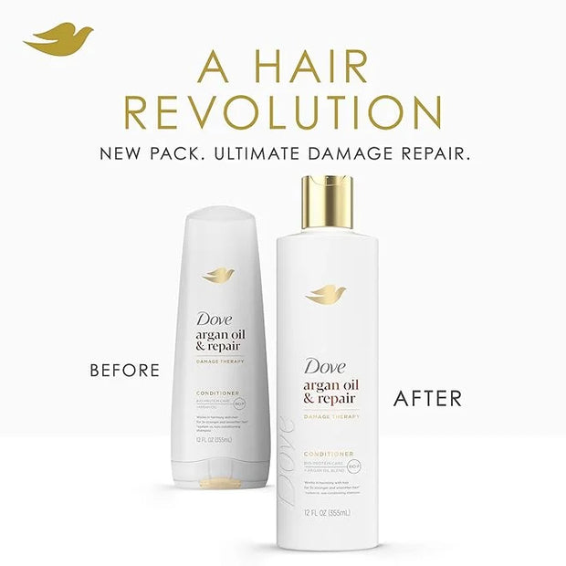 Dove Conditioner Argan Oil & Repair for Fine Hair with Bio-Protein Care Technology and Argan Oil Blend 12 Fl Oz - Product ...