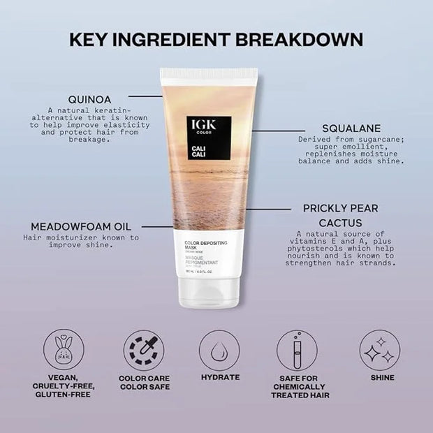 IGK Hair Gloss Toner & Color Depositing Mask | Creamy Beige Semi-Permanent | Vegan + Cruelty Free | Cali Cali - Product Image
