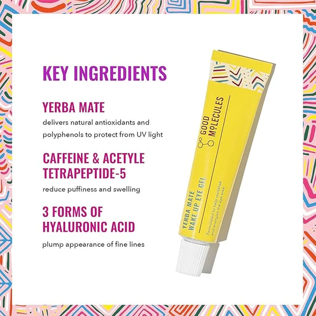 Good Molecules Yerba Mate Wake Up Eye Gel - Yerba Mate, Hyaluronic Acid and Caffeine to Hydrate, Minimize Puffiness and Sw...