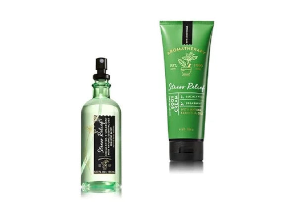 Bath and Body Works - Aromatherapy - Stress Relief - Eucalyptus & Spearmint - Pillow Mist & Body Cream - Gift Set – New 20...