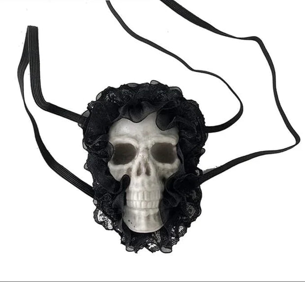 Halloween Punk Skull Eye Mask Dark Gothic Retro Skull Eye Patch Mask Lace Skeleton Single Eye Patch Prom Mask - Product Image