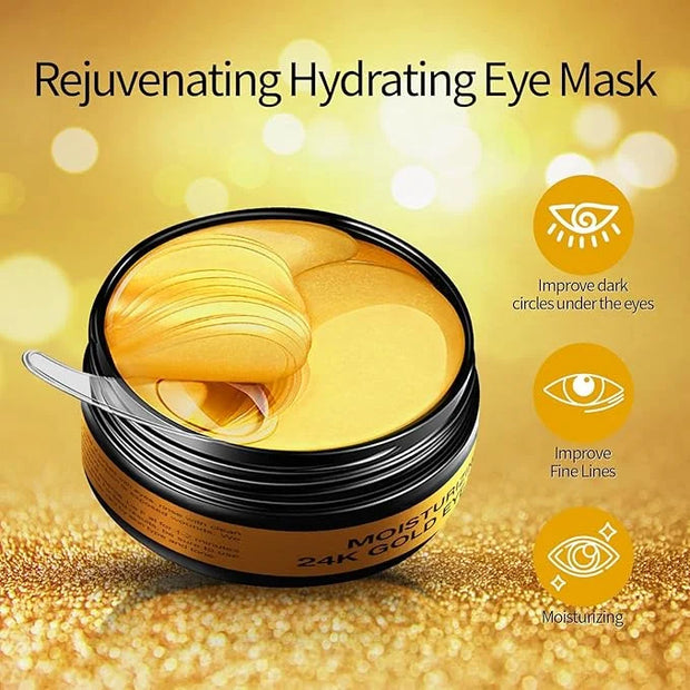 Tunbot Eye Mask - 60 Pieces - 24k Gold Eye Mask - Anti-Aging - Contains Collagen & Hyaluronic Acid - Removes Dark Circles,...