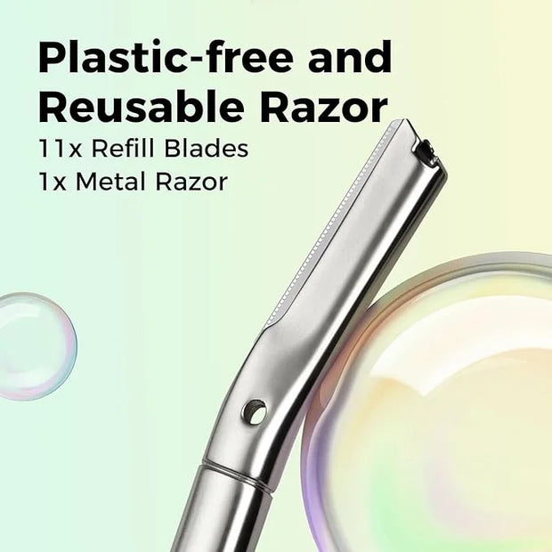ZOMCHI Dermaplaning Tool, Dermaplaning Razor for Women & Men, Reusable Eyebrow Razor with 11 Refill Blades, Facial Razor R...