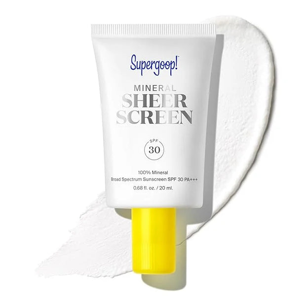 Supergoop! Mineral Sheerscreen SPF 30 PA+++, 0.68 fl oz - 100% Mineral, Broad Spectrum Face Sunscreen + Primer + Helps Fil...