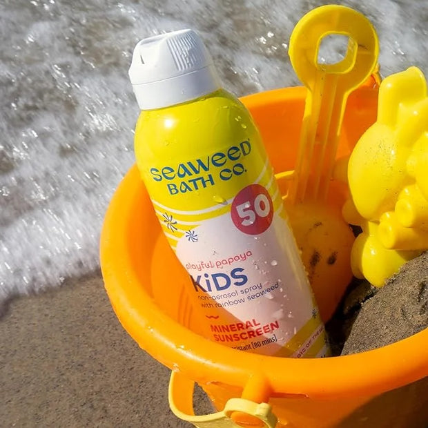 Seaweed Bath Co. Kid's Mineral SPF 50 Broad Spectrum Sunscreen Spray, 6 Ounce (Pack of 2), Papaya Scented, Water Resistant...