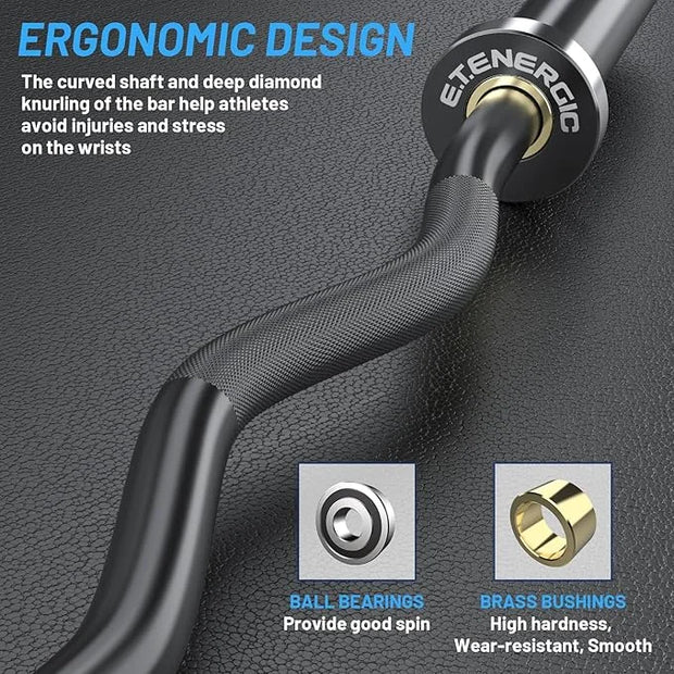 47" Olympic EZ Curl Bar 500-lbs Capacity Steel 2" Barbell - Product Image