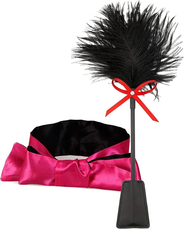Feather Satin Eye Mask Silk Mask Satin Eye Mask Adult French Crop - Product Image