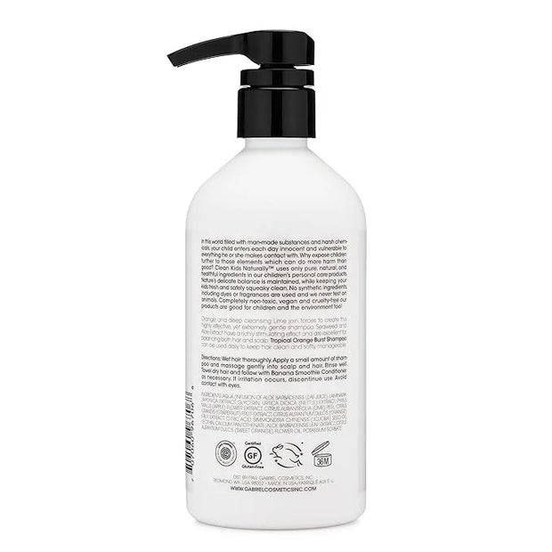 Clean Kids Naturally Tropical Orange Burst Shampoo, All-Natural, Gluten-free, Vegan, and Cruelty-free, Paraben-free, 16 oz...
