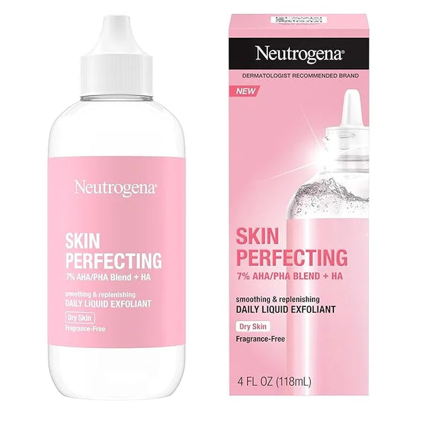 Neutrogena Skin Perfecting Daily Liquid Facial Exfoliant with 7% AHA/PHA Blend + HA to Smooth, Exfoliate & Replenish Dry S...