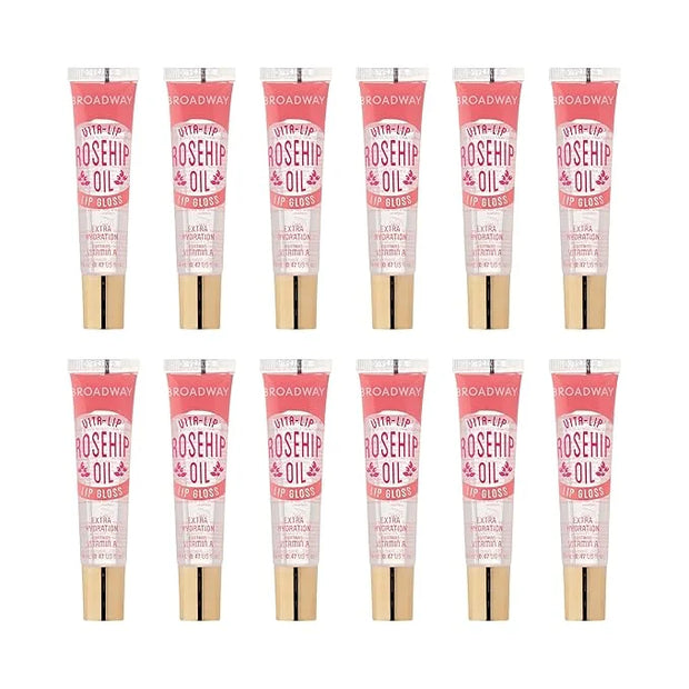 Ruby Kisses Broadway Vita-Lip Clear Lip Gloss (Rosehip Oil 12 Pack), Ultra-Hydrating & Soothing Formula with Vitamin Oils,...