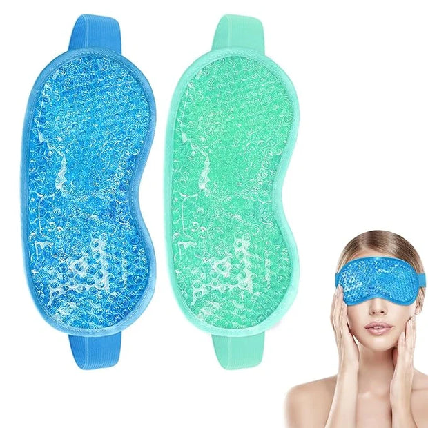 candyfouse 2Pack Cold Cooling Eye Mask, Reusable Hot Colder Therapy Gel Bead with Plush Backing for Puffiness Migraine Str...