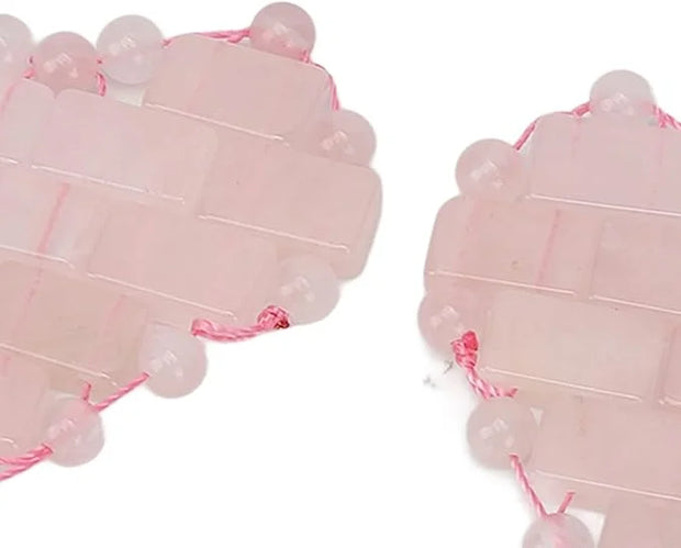 2Pcs Rose Quartz Eye Mask, Jadestone Eye Patch Reduce Facial Edema Relieve Eye Strain Heart Shaped Stone Eye Pad for Massa...