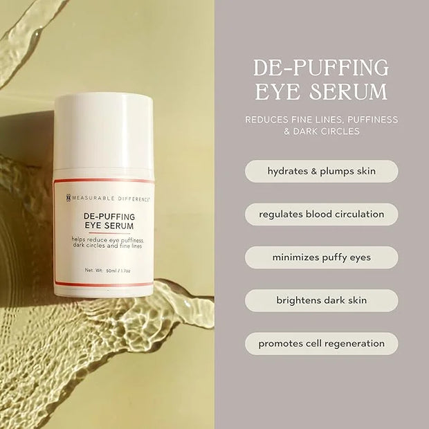 De-Puffing Eye Serum with Caffeine, Aloe Vera, Hyaluronic Acid & Peptides | Reduces Puffiness, Dark Circles, and Fine Line...