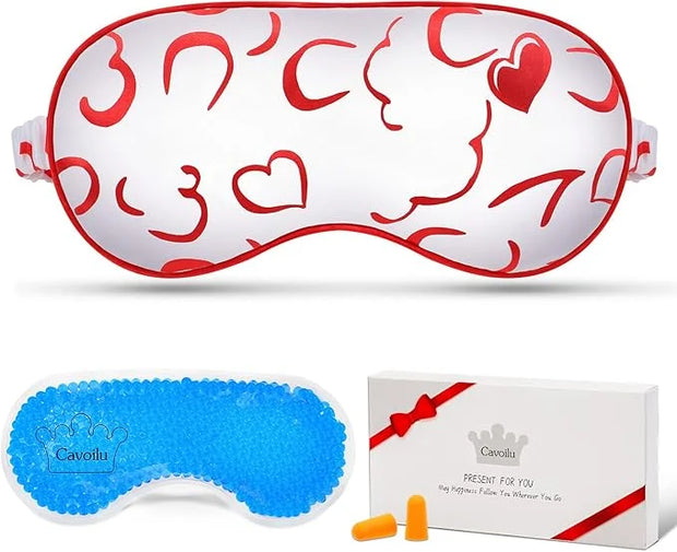 Sleep Mask w/Cooling Gel Eye Mask, Silk Eye Mask for Sleeping, Hot & Cold Eye Masks, Blindfold Reusable Eye Cover Sleeping...