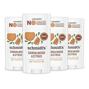 Schmidt's Aluminum-Free Vegan Deodorant Sandalwood & Citrus 4 Count for Women and Men, with 24 Hour Odor Protection, Natur...