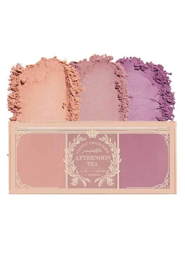 I'M MEME Blusher Palette - Afternoon Tea_Fruit FLavor | Soft Pink, Peach, Lavender, 3 Shades Palette, Matte Powder, Face &...