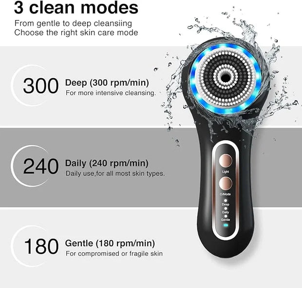 Face Scrubber Exfoliator,Facial Cleansing Brushes Rechargeable IPX7 Waterproof with 5 Brush Heads,Electric Face Spin Brush...