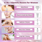 Electric Razors Shavers for Women, Bikini Trimmer 5 in 1 Electric Shaver Razor for Women, Wet/Dry Face Razors for Face Nos...