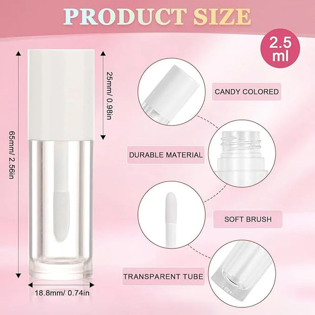 12pcs 2.5ml Empty Lip Gloss Tubes with Wand Cute Lip Gloss Containers Refillable Cosmetic Lip Balm Tubes Lip Gloss Supplie...