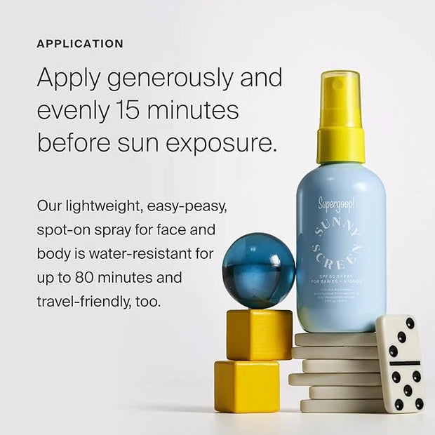 Supergoop! Sunnyscreen 100% Mineral Spray SPF 50, 3.4 fl oz - Face & Body Sunscreen for Babies & Kids - 100% Non-Nano Mine...