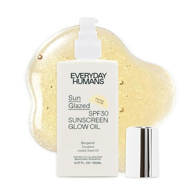 Everyday Humans SPF30 Sheer Body Glow Oil with Gold Mica | Sun Glazed Hydrating UV Protection Vegan Cruelty Free 5.1 Fl Oz...