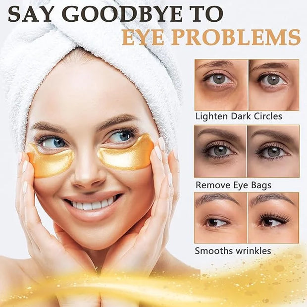 30 Pairs Under Eye Patches, 24k Gold Under Eye Mask For Puffy Eyes,Dark Circles,Bags, Nourishing Collagen Under Eye Gel Pa...