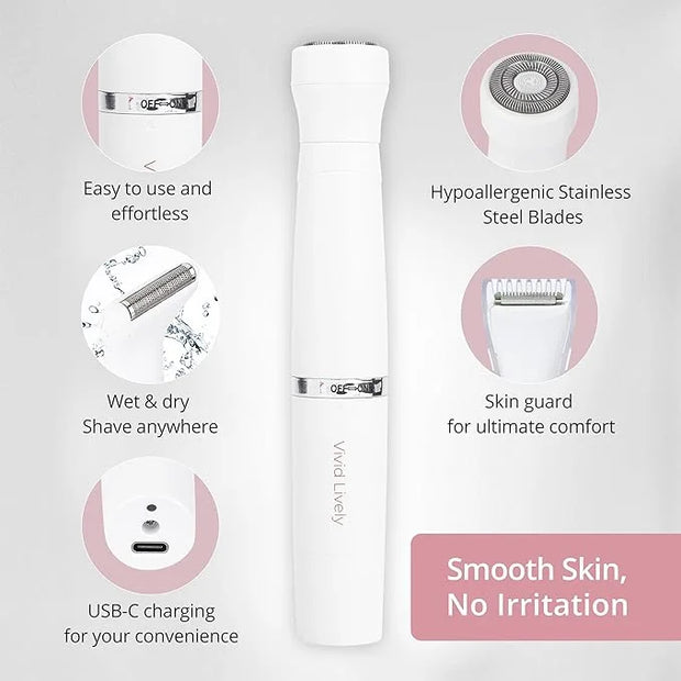 4-in1 Facial Hair Removal for Women, Painless Electric Face Shaver, USB Rechargeable, Ease of Use, Portable - Product Image
