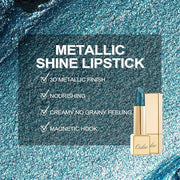 Oulac Metallic Green Lipstick for Women with Metallic 3D Shine, Lightweight Hydrating Formula, High-Impact Lip Color, Vega...