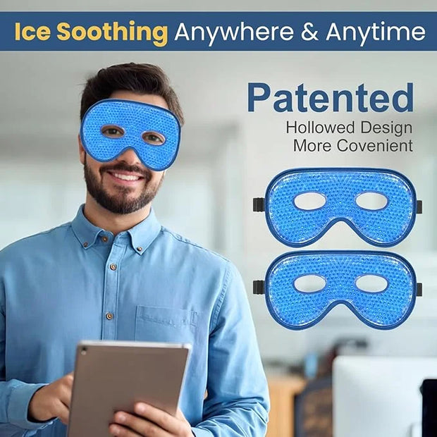 BeeVines Gel Eye Mask, 2 Pack XL Jumbo Size Cooling Ice Masks for Puffy Eyes for Men & Women, Cold & Warm Compress for Pos...