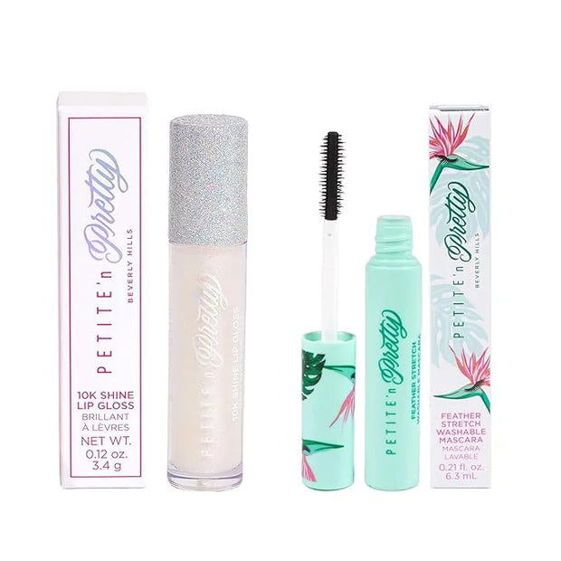 Petite 'n Pretty - Fully Feathered Volumizing Mascara & 10K Shine Lip Gloss (Diamond Heist) - Natural and Non-Toxic Face M...