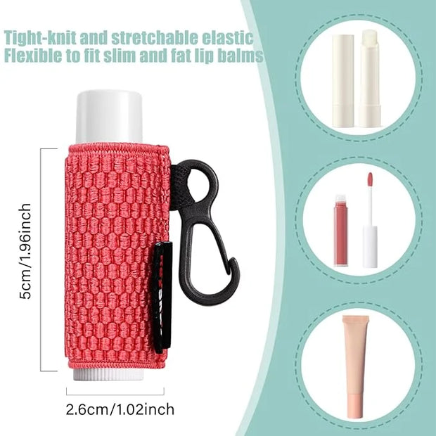 3PCS Lip Balm Holder Sleeves Keychain Sleeves(Black/Brown/Blue)