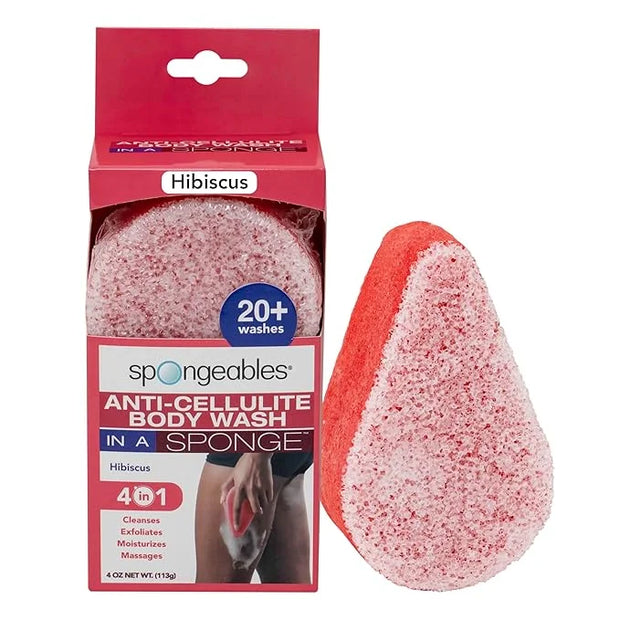 Spongeables Anti Cellulite Body Wash in a 20+ Wash Sponge, Hibiscus, 1 Count - Product Image