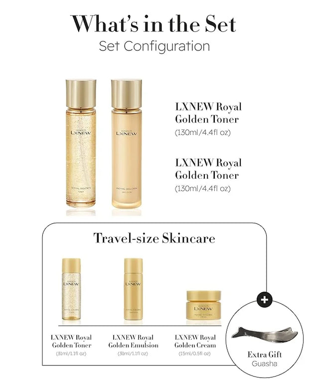 ISA KNOX Royal Golden Skin care Gift Set (11.4fl oz) - Korean Luxury Skin Care for Rejuvenation and Youthful skin. Royal P...