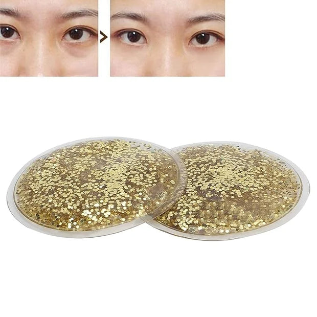 Gel Ice Pack, Hot Cold Eye Gel Ice Pack, Reusable Cooling Eye Cover for Dark Circles Puffiness, Redness and Eye Relax (Gol...