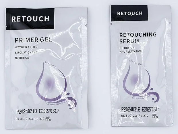 Retouch - Oxygen Facial CO2 Therapy, Home Facial, 6 Pods + 6 Primer Gel + 6 Serum After Treatment (New Formula Less Foam) ...