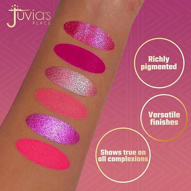 Juvia's Place Palette The Sweet Pinks - Deep Fuchsia, Soft & Sweet Pink, Shades of 6, Pressed Pigments Palette, Profession...