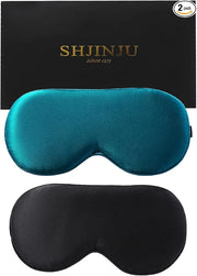 2-Pack 100% Real Natural Silk Eye Mask, Silk Sleeping Mask, Shade Puffy Eye Gift with Adjustable Straps, Sleep Eye Mask, S...