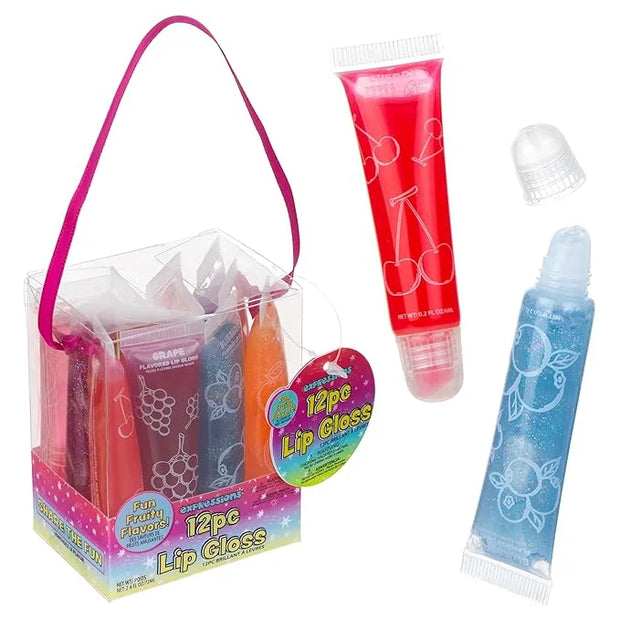 Expressions 24pc Lip Gloss Set, Flavored Lipgloss Squeeze Tubes with Carrying Case, Lip Gloss Set Value Pack, Assorted Fru...