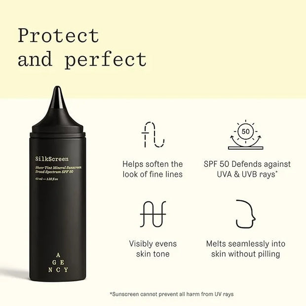 SilkScreen Sheer Tinted SPF 50 Mineral Face Sunscreen, Anti-Aging Hydrating Serum, Visibly Smooths and Enhances Glow, Agen...