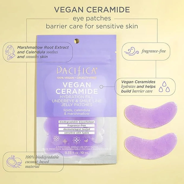 Pacifica Undereye Mask Vegan Ceramide Hydrating Jelly Eye Patches - Under Eye & Smile Line Masks for Fine Lines & Puffines...