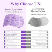 Steam Eye Mask, 12 Pack Lavender Heated Eye Masks, Disposable Moist Heat Compress for Dry Eyes, Warm Sleep Eye Mask for Pu...